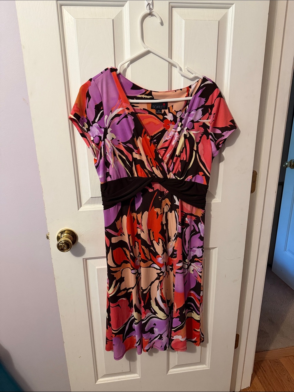 Scarlett Pink, Purple & Red Floral Empire-Waist Dress